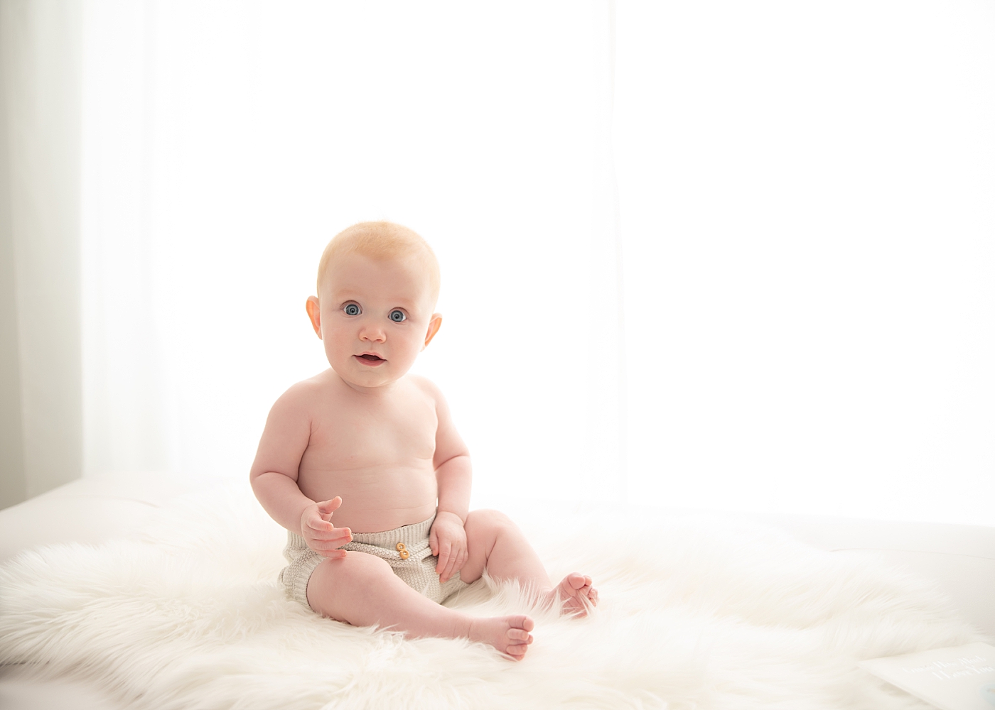 Milestone sitter session in Chagrin Falls studio. Photo by Rachel Brookes Photography.
