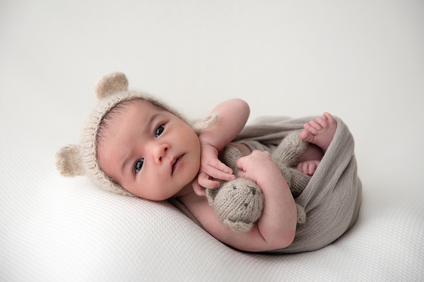 Baby boy newborn photos in studio in Chagrin Falls. Photo by Rachel Brookes Photography.